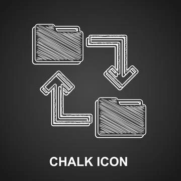 Chalk Cloud storage text document folder icon isolated on black background 스톡 일러스트