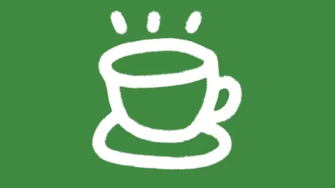 Chalk coffee cup icon isolated on green screen background Stock Footage 335634280