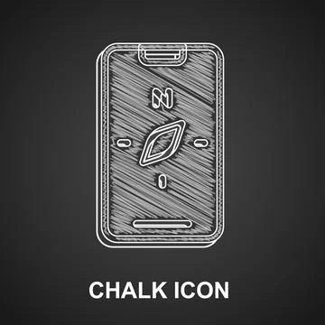 Chalk Compass screen apps on smartphone for navigation icon isolated on bla.. Stock Illustration