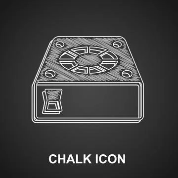 Chalk Computer cooler icon isolated on black background. PC hardware fan. Vector Stockillustratie