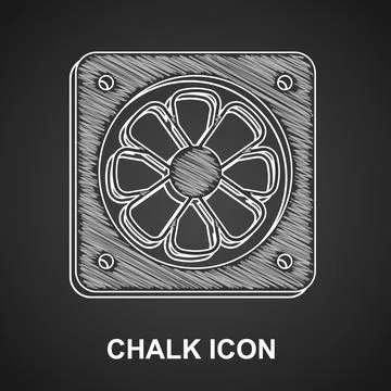 Chalk Computer cooler icon isolated on black background. PC hardware fan.  .. Stockillustratie