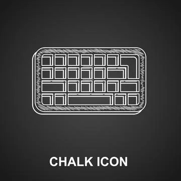 Chalk Computer keyboard icon isolated on black background. PC component sign. Stock Illustration