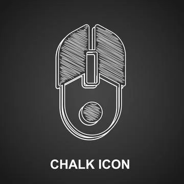 Chalk Computer mouse icon isolated on black background. Optical with wheel .. Stock Illustration