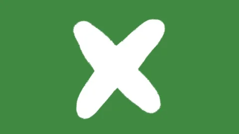 Chalk cross mark icon isolated on green screen background Video stock 335550591