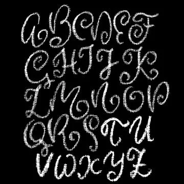 Chalk curly font. Grunge script on chalkboard. Vector calligraphy illustration. イラスト素材
