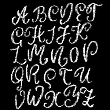 Chalk curly font. Grunge script on chalkboard. Vector calligraphy illustration. Stock Illustration
