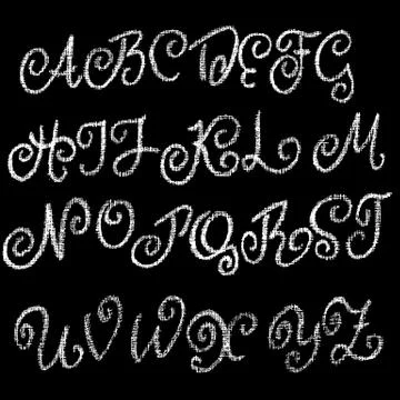 Chalk curly font. Grunge script on chalkboard. Vector calligraphy illustration. Stock Illustration