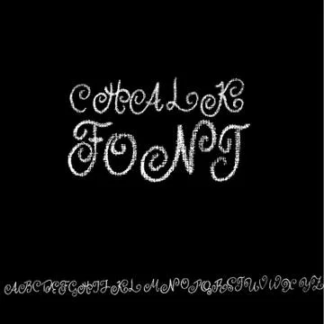 Chalk curly font. Grunge script on chalkboard. Vector calligraphy illustration. Illustrazione stock