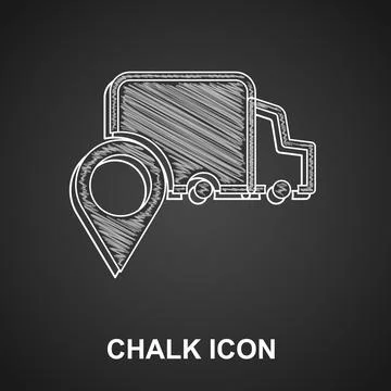 Chalk Delivery tracking icon isolated on black background. Parcel tracking Illustrazione stock