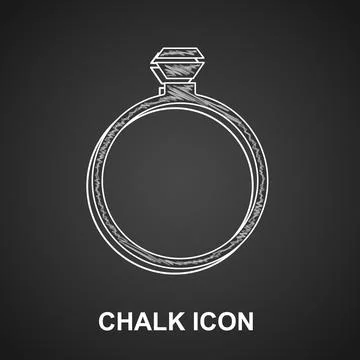 Chalk Diamond engagement ring icon isolated on black background. Vector Stock Illustration
