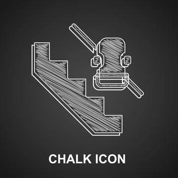 Chalk Disabled access elevator lift escalator icon isolated on black background イラスト素材