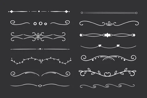 Chalk divider thin line classic geometric deco border separator collection Stock Illustration