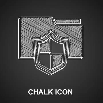 Chalk Document folder protection concept icon isolated on black background Illustrazione stock
