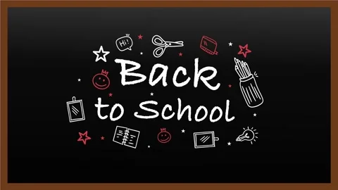 Chalk Doodle Back To School Animation Black Background Stock Footage 312130035