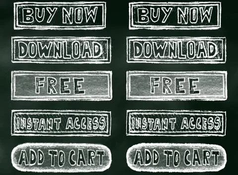 Chalk Drawing of Buy, Download, Access, and Free Buttons on Blackboard 库存插图