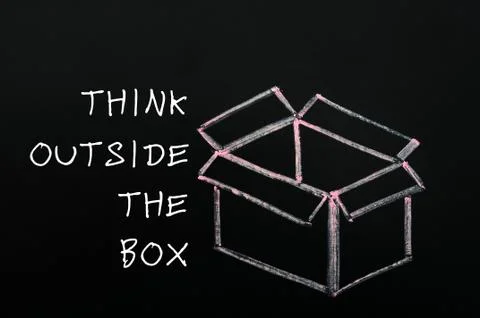 Chalk drawing - concept of "think outside the box" Stock Photos