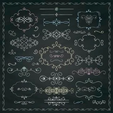 Chalk Drawing Decorative Doodle Design Elements Stock Illustration