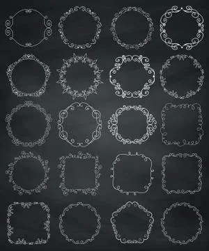 Chalk Drawing Doodle Borders and Frames Stock Illustration