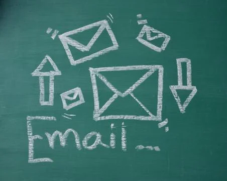 Chalk drawing e-mail on green board 库存照片