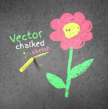 Chalk drawing of flower Stock Illustration