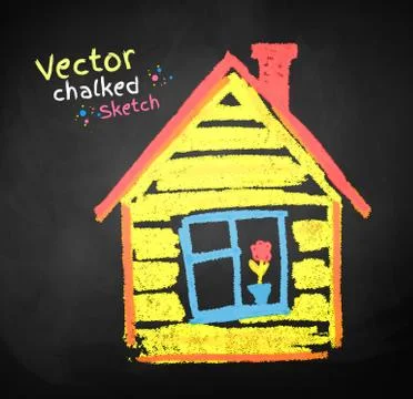 Chalk drawing of house Stock Illustration