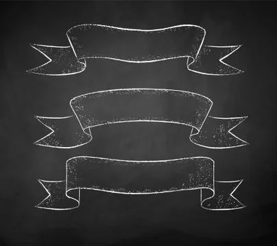 Chalk drawing of scroll banners Stock Illustration