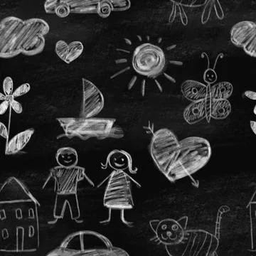 Chalk drawing. Seamless pattern Illustrazione stock