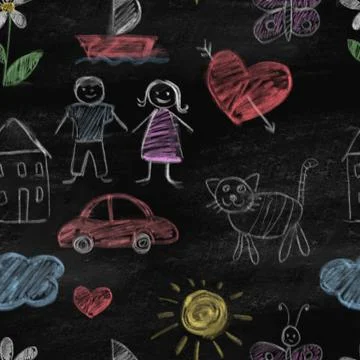 Chalk drawing. Seamless pattern Stock-Illustration