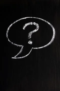 Chalk drawing of speech bubble with question mark Stock Photos