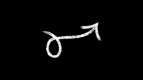 Chalk drawn animation of an arrow making a loop and pointing upwards, on bl.. Stock Footage 338238266