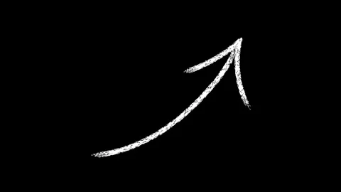 Chalk drawn arrow pointing up on black background with organic motion and s.. Stock Footage 338164976