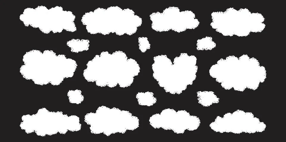 Chalk drawn clouds set. Isolated hand drawn doodles Stock-Illustration