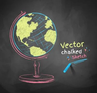 Chalk drawn globe Stock Illustration