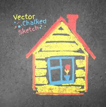 Chalk drawn house Stock Illustration