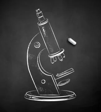 Chalk drawn illustration of microscope Stock Illustration