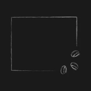 Chalk drawn rectangular Frame border and coffee beans bottom corner Light on Illustrazione stock