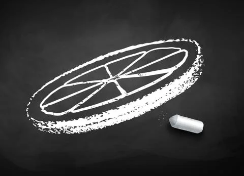 Chalk drawn sketch of lemon slice Stock Illustration