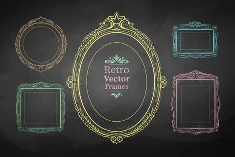 Chalk drawn vintage frames Stock Illustration