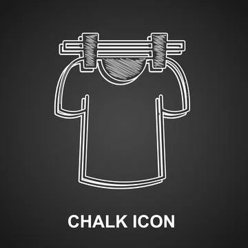 Chalk Drying clothes icon isolated on black background. Clean shirt. Wash Stock Illustration