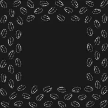 Chalk effect Coffee Beans. Square Frame border Coffee Day Minimalist Flat Design Stock Illustration