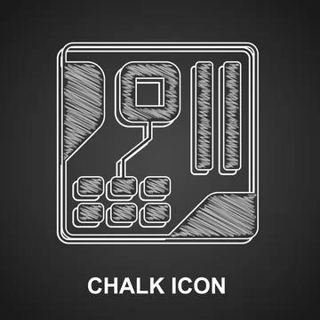 Chalk Electronic computer components motherboard digital chip integrated science Stock Illustration
