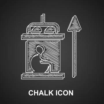Chalk Elevator for disabled icon isolated on black background.  Vector Stock Illustration