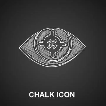 Chalk Eye scan icon isolated on black background. Scanning eye. Security check Stockillustratie