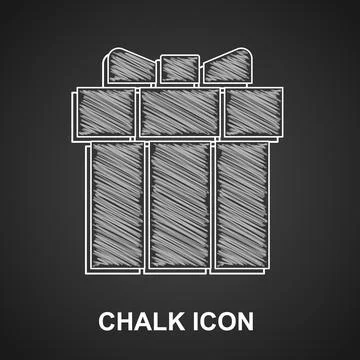 Chalk Gift box icon isolated on black background. Valentines day. Vector 스톡 일러스트