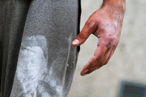 Chalk on hand Stock Photos