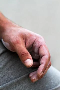 Chalk on hand Stockfoto's