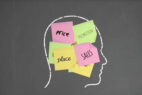 Chalk head with retail post it notes Stock-Illustration