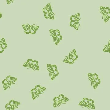 Chalk hill blue spring line seamless pattern Stock Illustration
