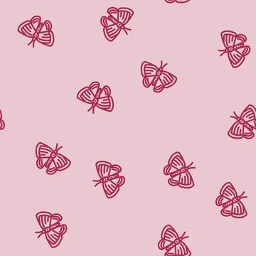 Chalk hill blue spring line vector seamless pattern Stockillustratie