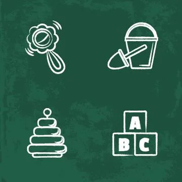 Chalk icons set. Isolated vector chalkboard drawings Illustrazione stock